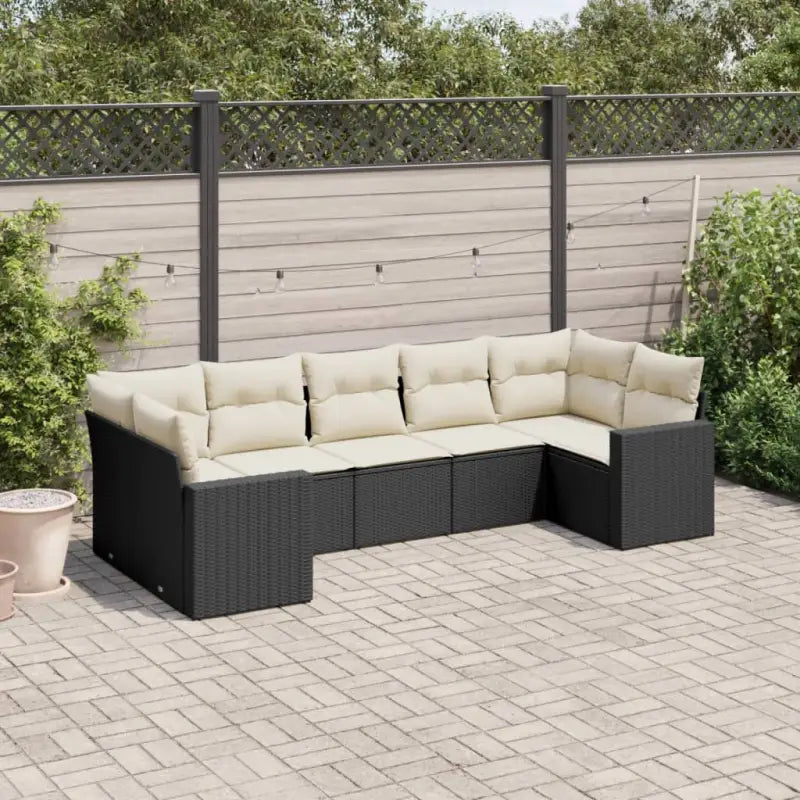 Modulaire tuinbank set met waterdichte tas en beige materiaal - Zwart en crème / 7 - Modulaire tuinbanken