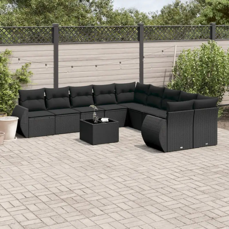 Modulaire tuinbank set met zwart gepoedercoat staal voor buitenplezier - Zwart / 1 / Met tafel - Modulaire tuinbanken