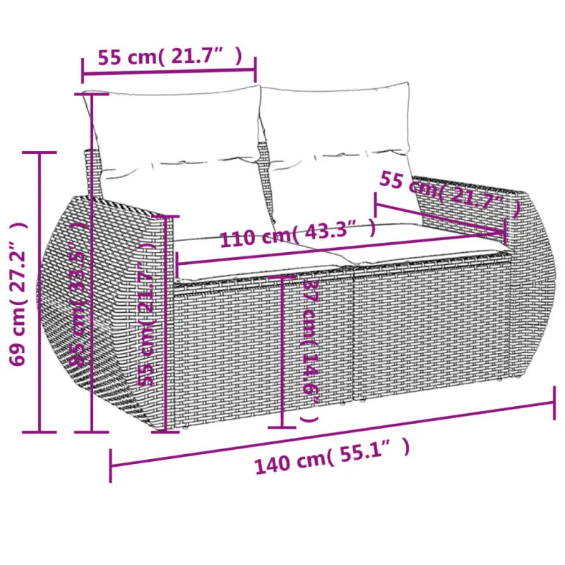 Modulaire tuinbank set met zwart gepoedercoat staal voor buitenplezier - Modulaire tuinbanken