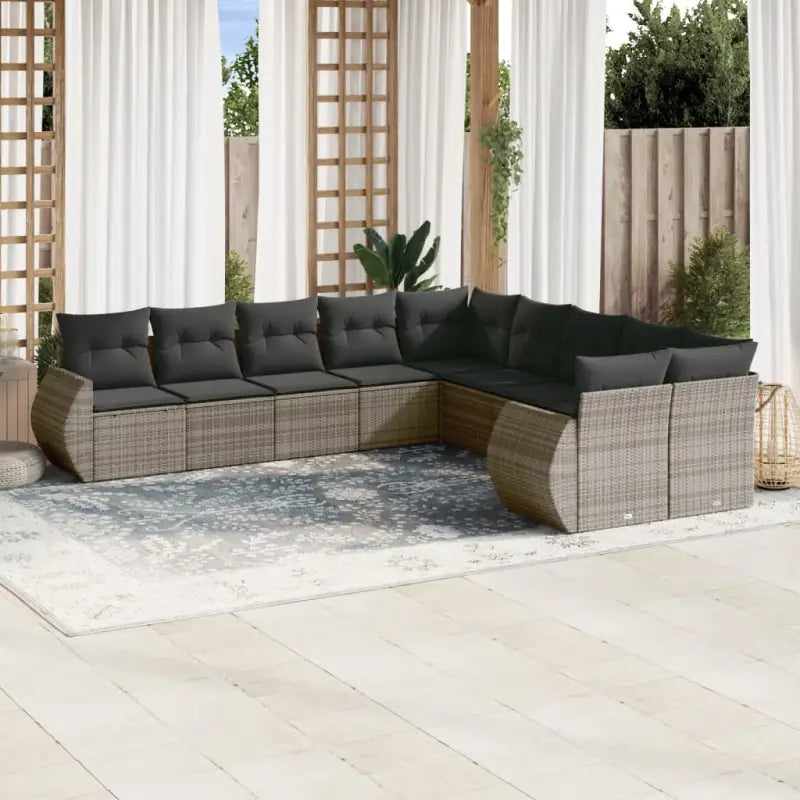 Modulaire tuinbank set met zwart gepoedercoat staal voor buitenplezier - Grijs / 1 / Zonder tafel - Modulaire tuinbanken