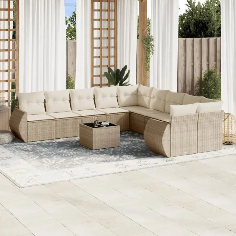 Modulaire tuinbank set met zwart gepoedercoat staal voor buitenplezier - beige en crèmekleurig / 1 / Met tafel