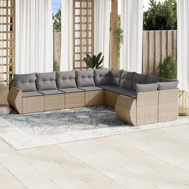 Modulaire tuinbank set met zwart gepoedercoat staal voor buitenplezier - Beige en grijs / 1 / Zonder tafel - Modulaire