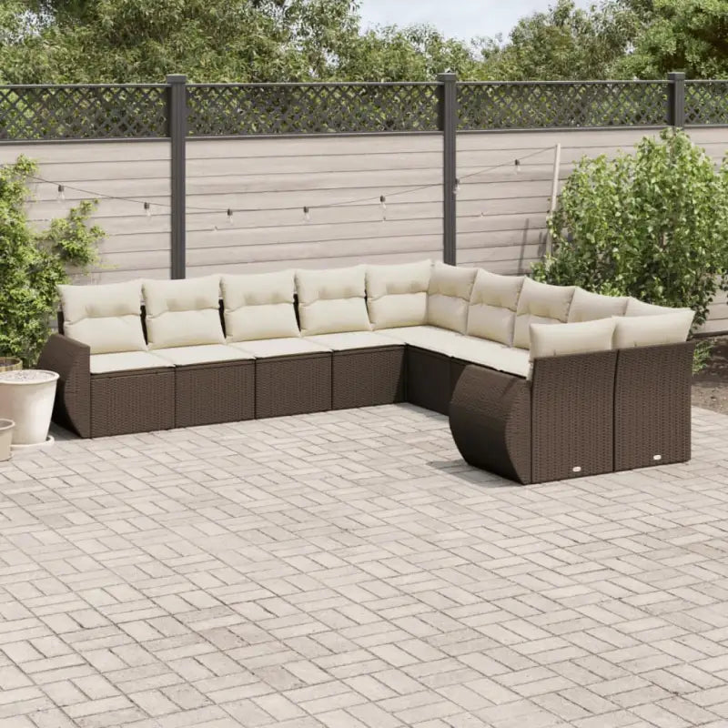Modulaire tuinbank set met zwart gepoedercoat staal voor buitenplezier - Bruin en crème / 1 / Zonder tafel - Modulaire