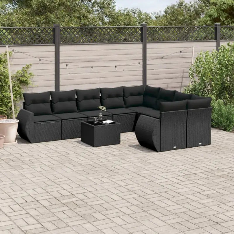 Modulaire tuinbank set met zwart materiaal en gepoedercoat staal - Zwart / 1 / Met tafel - Modulaire tuinbanken