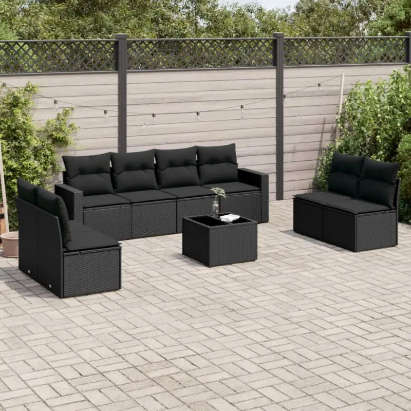 Modulaire tuinbank set met zwart materiaal en gepoedercoat staal - Zwart / 1 / Met tafel - Modulaire tuinbanken