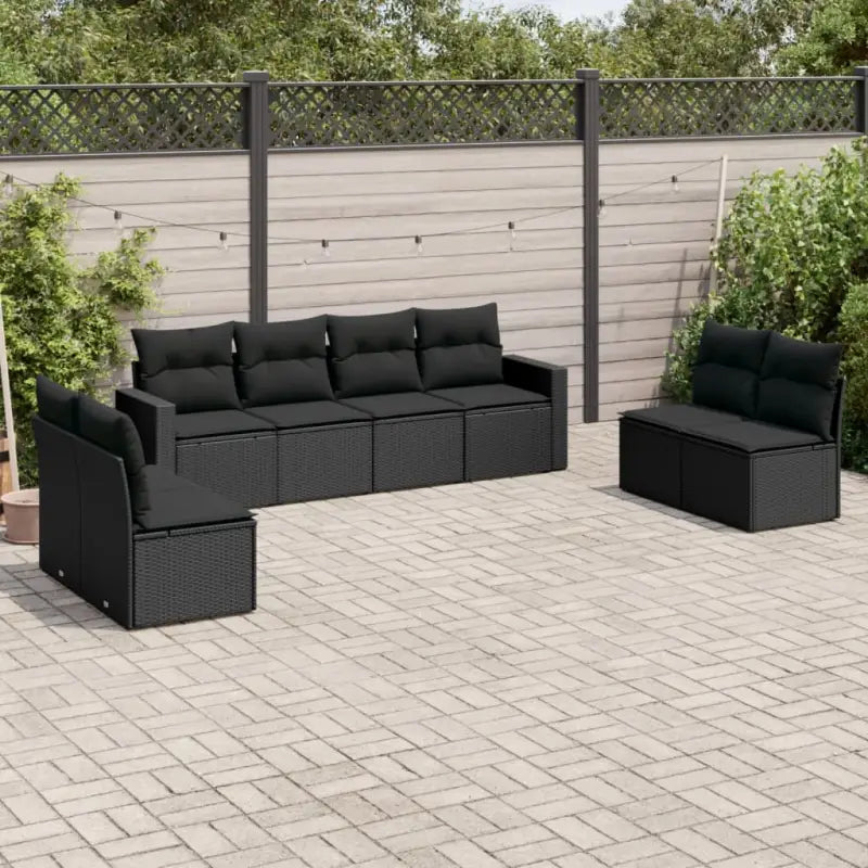 Modulaire tuinbank set met zwart materiaal en gepoedercoat staal - Zwart / 1 / Zonder tafel - Modulaire tuinbanken