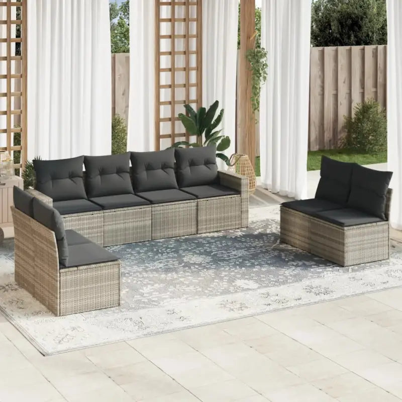 Modulaire tuinbank set met zwart materiaal en gepoedercoat staal - Lichtgrijs / 1 / Zonder tafel - Modulaire tuinbanken
