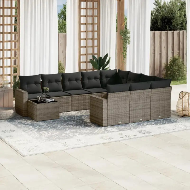 Modulaire tuinbank set met zwart materiaal en gepoedercoat staal - Grijs / 1 - Modulaire tuinbanken
