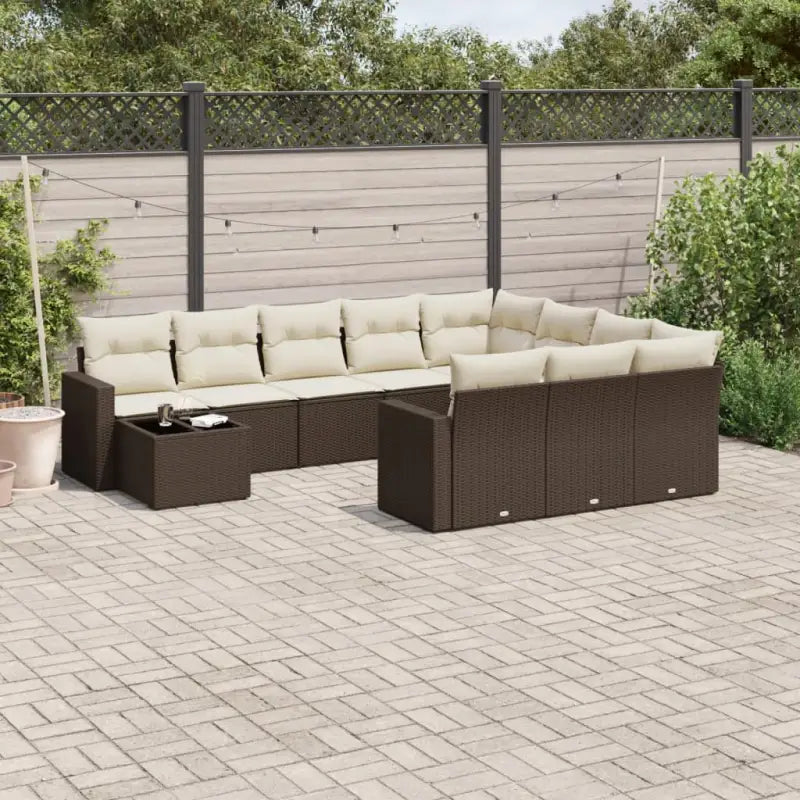 Modulaire tuinbank set met zwart materiaal en gepoedercoat staal - Bruin en crème / 1 - Modulaire tuinbanken