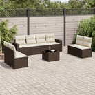 Modulaire tuinbank set met zwart materiaal en gepoedercoat staal - Bruin en crème / 1 / Met tafel - Modulaire tuinbanken