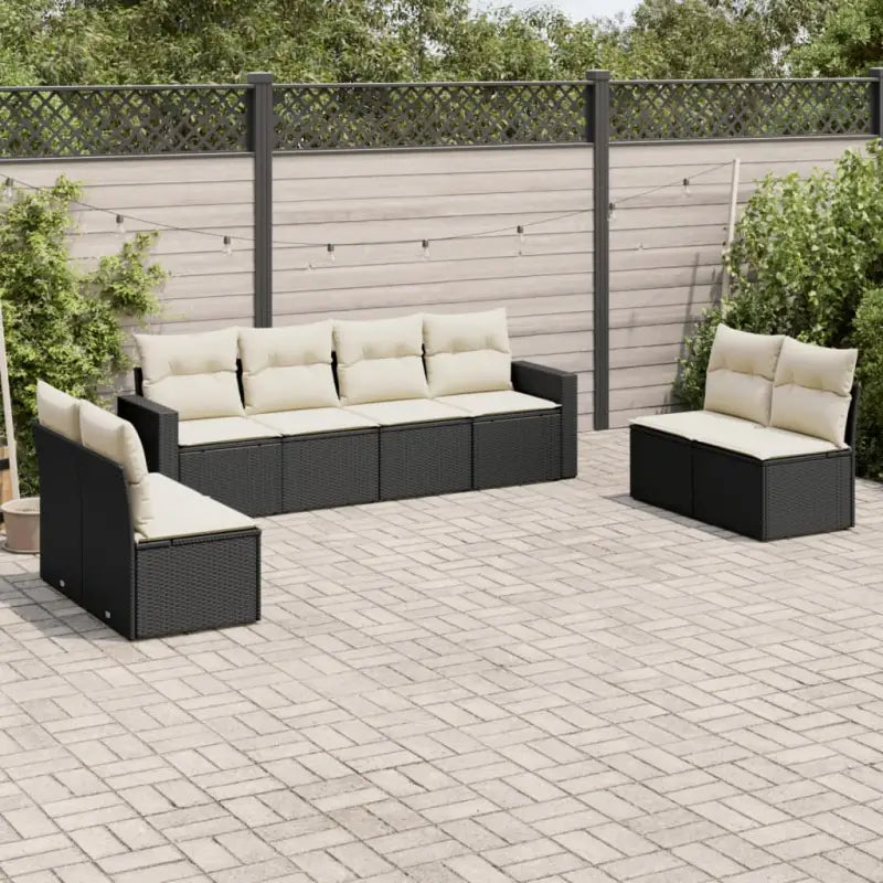 Modulaire tuinbank set met zwart materiaal en gepoedercoat staal - Zwart en crème / 1 / Zonder tafel - Modulaire
