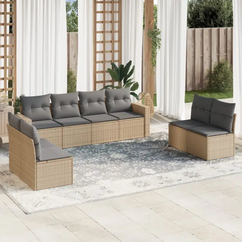 Modulaire tuinbank set met zwart materiaal en gepoedercoat staal - Beige en grijs / 1 / Zonder tafel - Modulaire