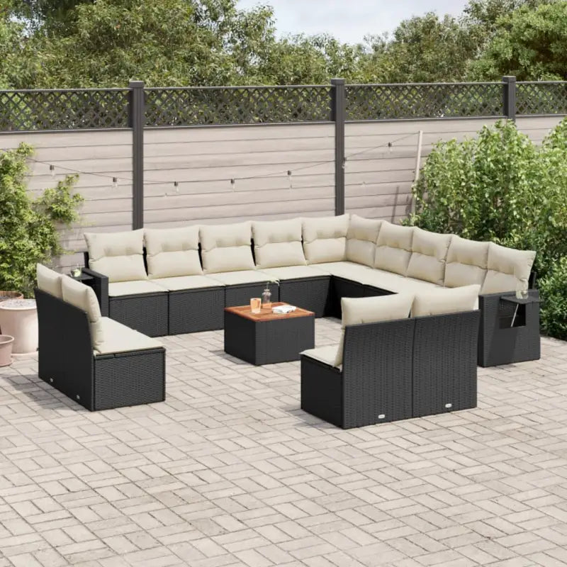 Modulaire tuinbank set met zwart materiaal en gepoedercoat staal - Zwart en crème / 1 - Modulaire tuinbanken
