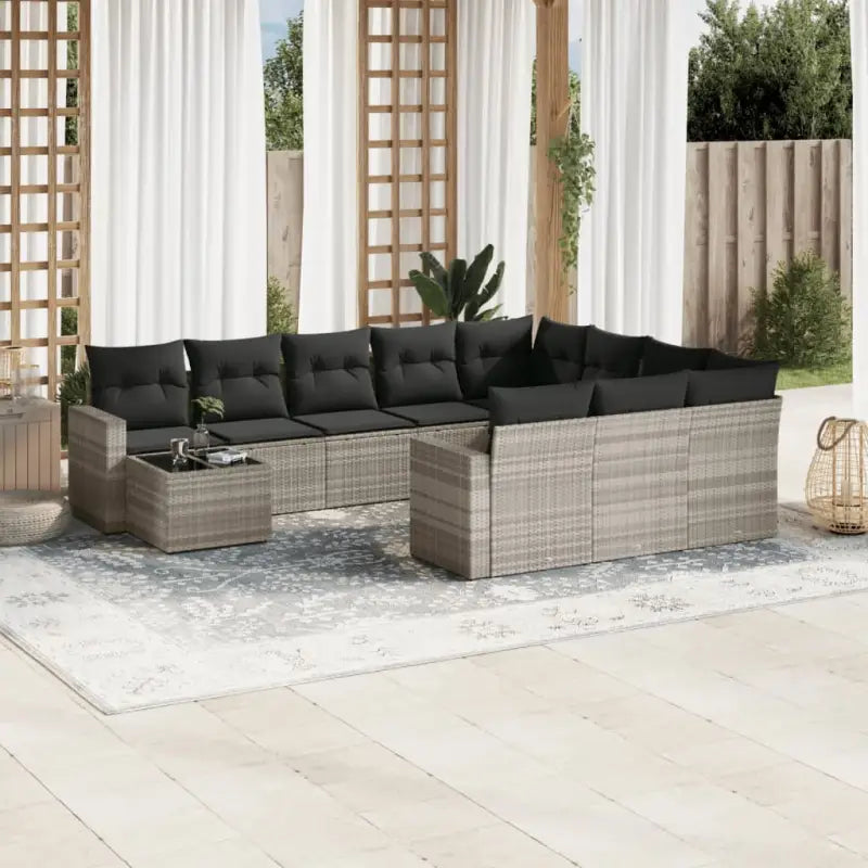 Modulaire tuinbank set met zwart materiaal en gepoedercoat staal - Lichtgrijs / 1 - Modulaire tuinbanken