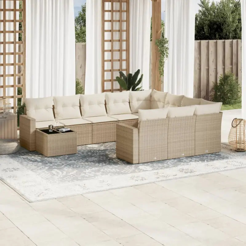 Modulaire tuinbank set met zwart materiaal en gepoedercoat staal - beige en crèmekleurig / 1 - Modulaire tuinbanken