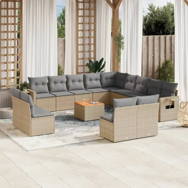 Modulaire tuinbank set met zwart materiaal en gepoedercoat staal - Beige en grijs / 1 - Modulaire tuinbanken