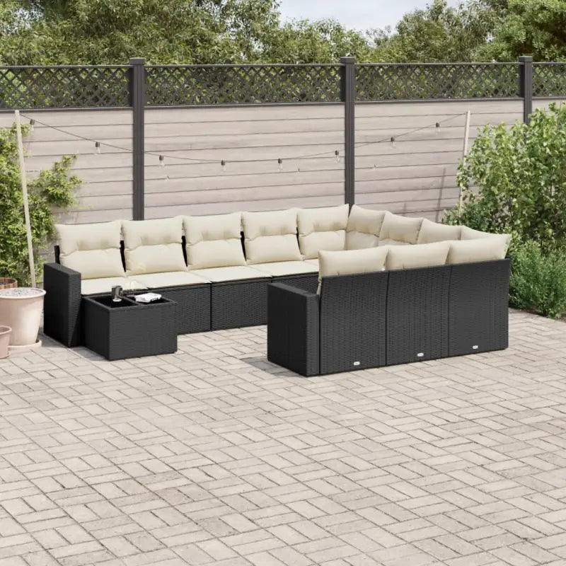 Modulaire tuinbank set met zwart materiaal en gepoedercoat staal - Zwart en crème / 1 - Modulaire tuinbanken