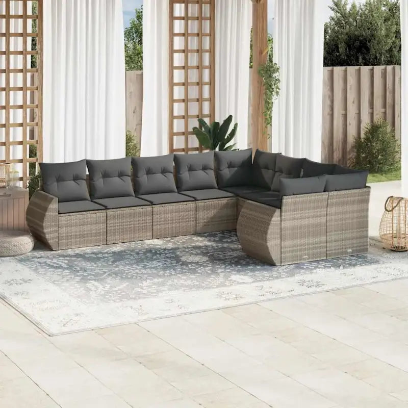 Modulaire tuinbank set met zwart materiaal en gepoedercoat staal - Lichtgrijs / 1 / Zonder tafel - Modulaire tuinbanken