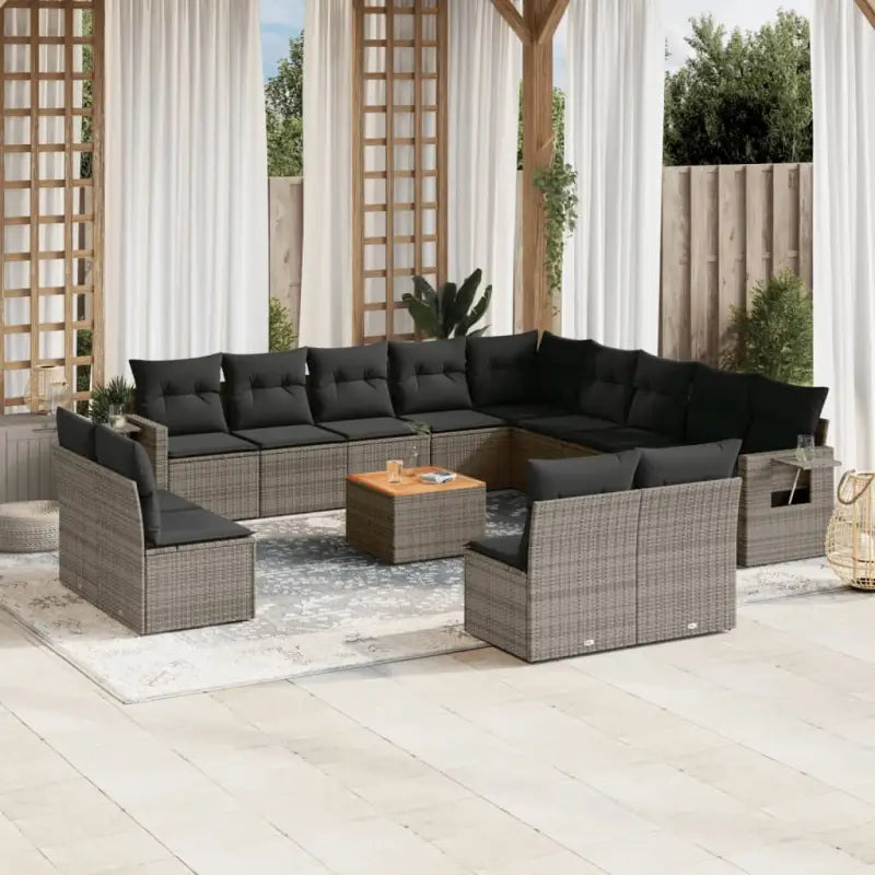 Modulaire tuinbank set met zwart materiaal en gepoedercoat staal - Grijs / 1 - Modulaire tuinbanken