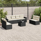 Modulaire tuinbank set met zwart materiaal en gepoedercoat staal - Zwart en crème / 1 / Met tafel - Modulaire tuinbanken