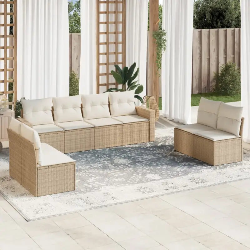 Modulaire tuinbank set met zwart materiaal en gepoedercoat staal - beige en crèmekleurig / 1 / Zonder tafel - Modulaire