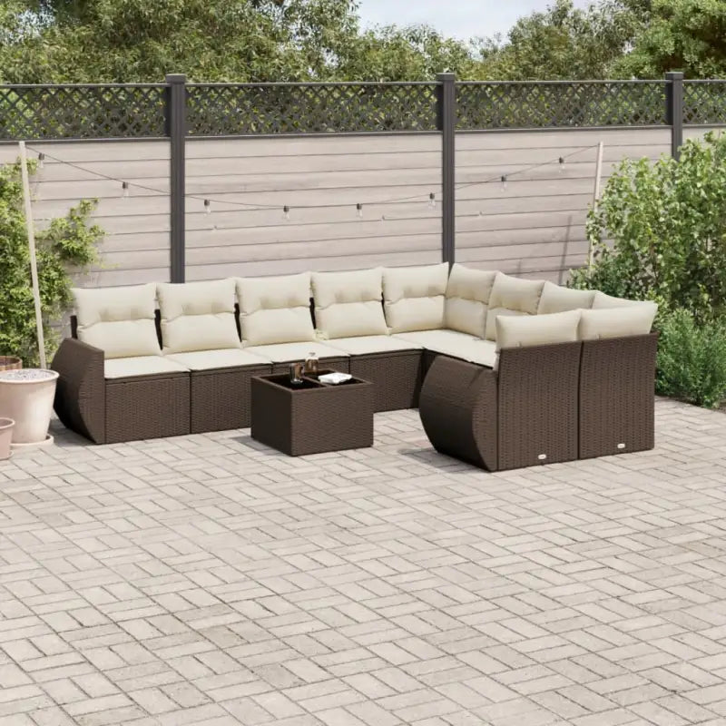 Modulaire tuinbank set met zwart materiaal en gepoedercoat staal - Bruin en crème / 1 / Met tafel - Modulaire tuinbanken