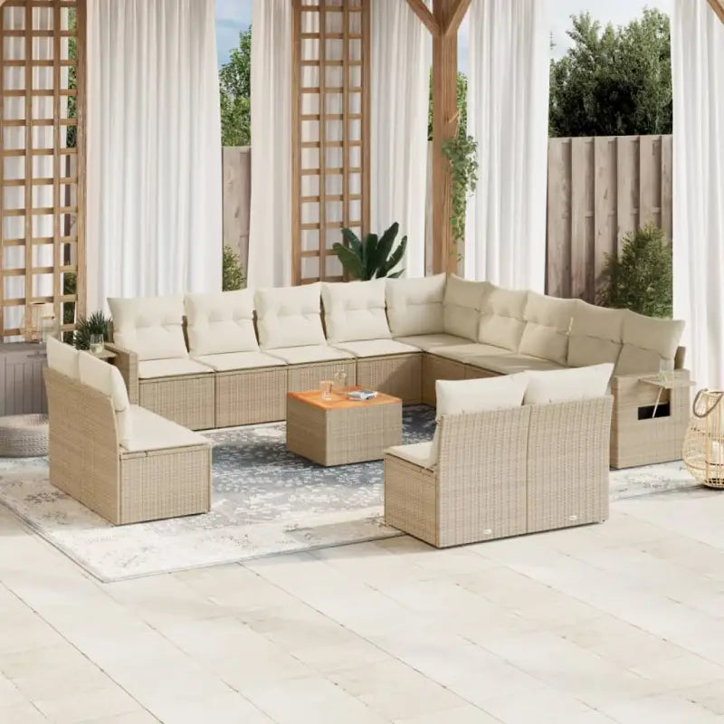 Modulaire tuinbank set met zwart materiaal en gepoedercoat staal - beige en crèmekleurig / 1 - Modulaire tuinbanken