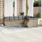 Modulaire tuinbank set met zwart materiaal en gepoedercoat staal - Beige en grijs / 1 / Zonder tafel - Modulaire