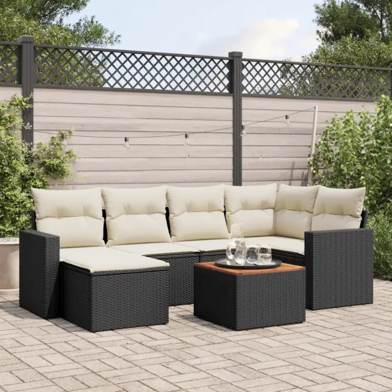 Modulaire tuinbank set van gepoedercoat staal in zwart materiaal - Zwart en crème / 1 - Modulaire tuinbanken