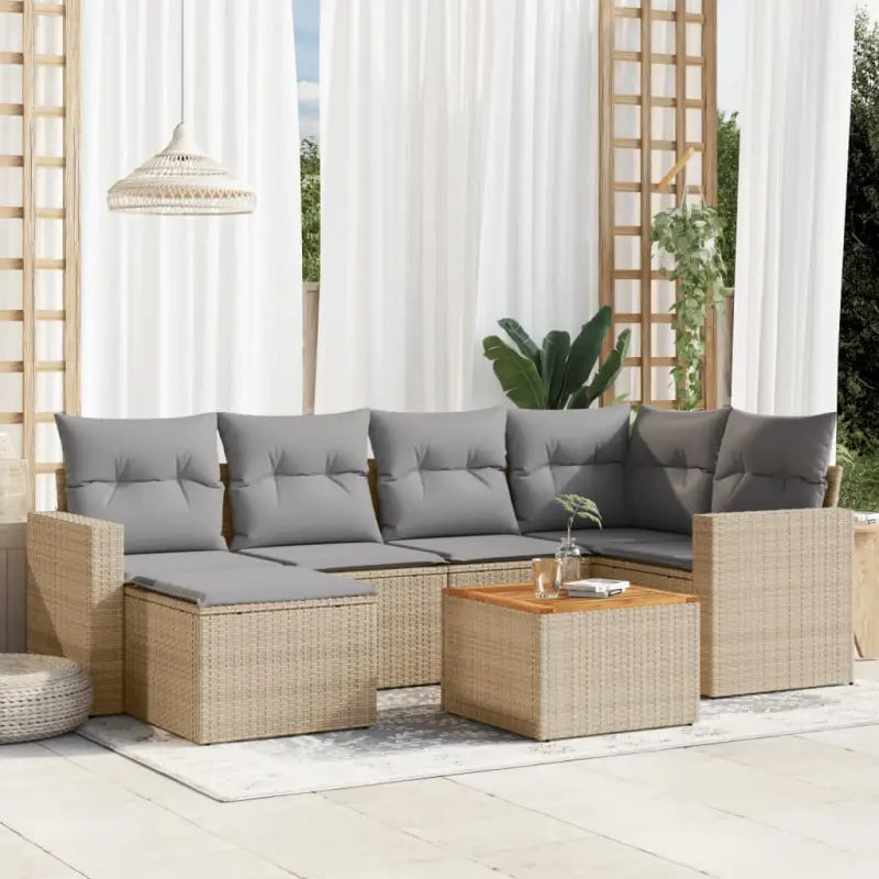 Modulaire tuinbank set van gepoedercoat staal in zwart materiaal - Beige en grijs / 1 - Modulaire tuinbanken