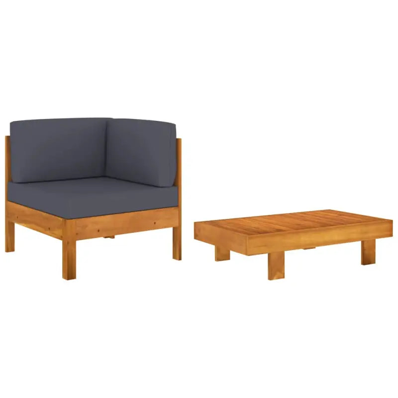 Modulaire tuinbank set van massief acaciahout voor elk seizoen - Donkergrijs / 1 / corner sofa + table - Modulaire