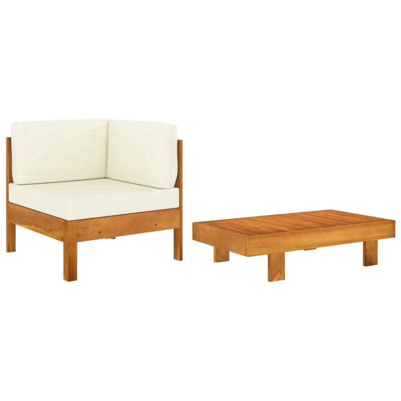 Modulaire tuinbank set van massief acaciahout voor elk seizoen - Crème / 1 / corner sofa + table - Modulaire tuinbanken