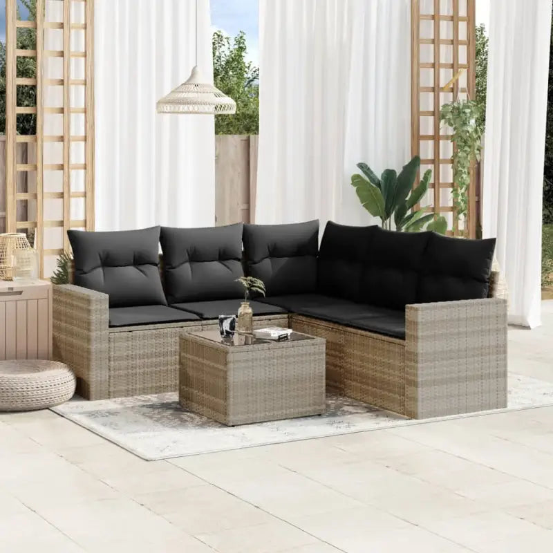 Modulaire tuinbank van beige materiaal en gepoedercoat staal - Lichtgrijs / 1 / Met tafel - Modulaire tuinbanken