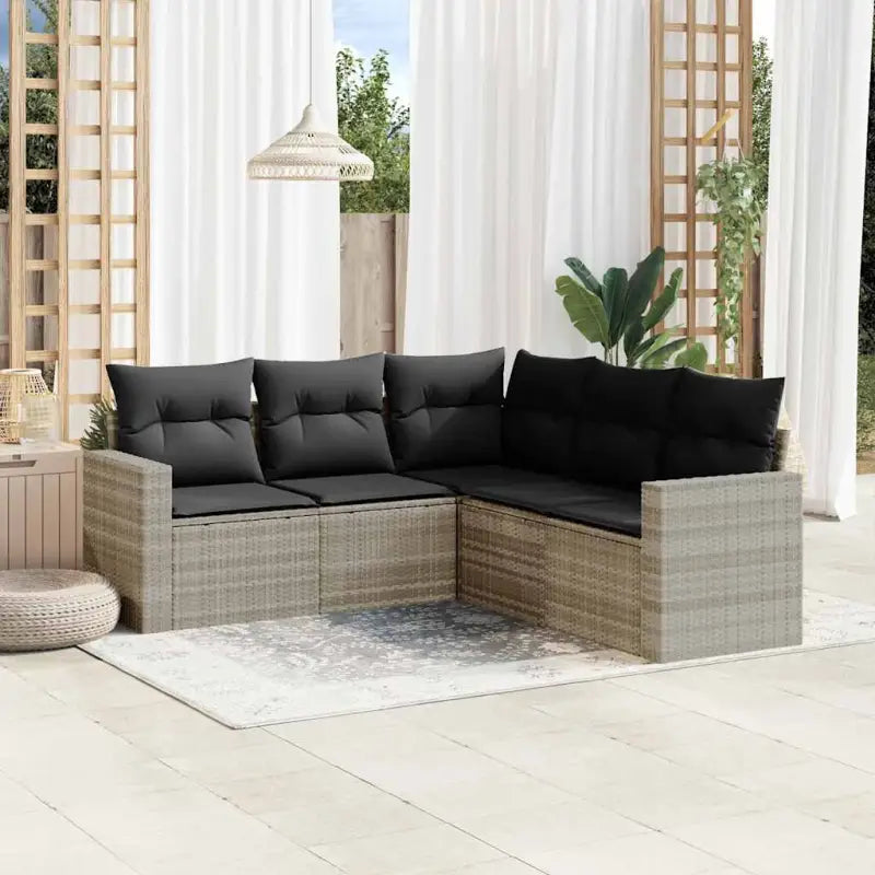 Modulaire tuinbank van beige materiaal en gepoedercoat staal - Lichtgrijs / 1 / Zonder tafel - Modulaire tuinbanken
