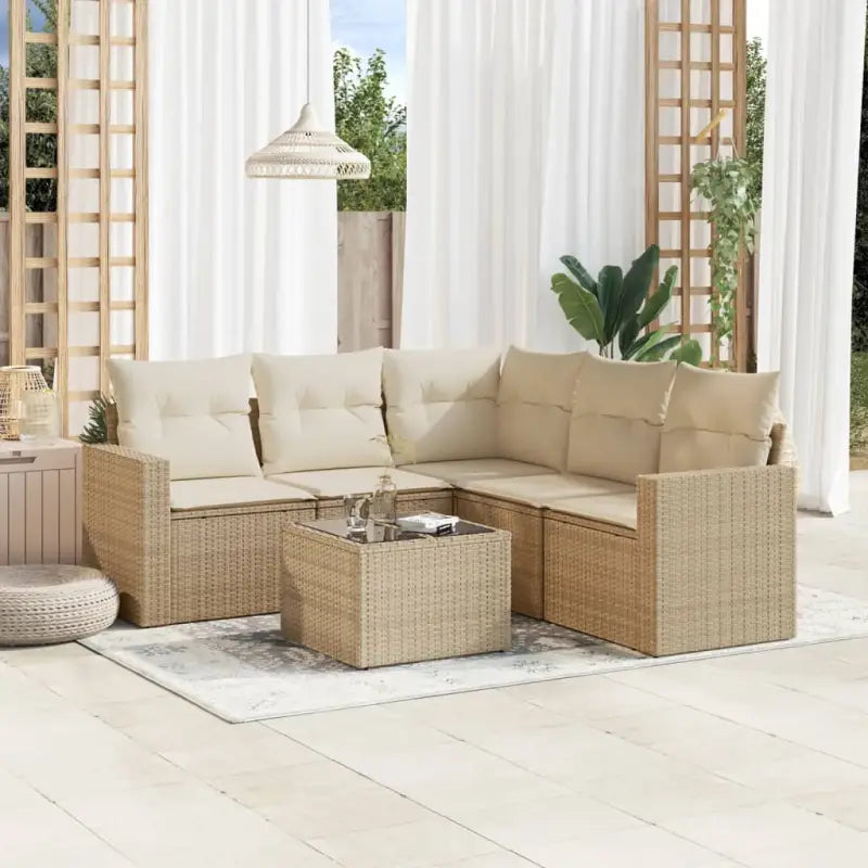 Modulaire tuinbank van beige materiaal en gepoedercoat staal - beige en crèmekleurig / 1 / Met tafel - Modulaire