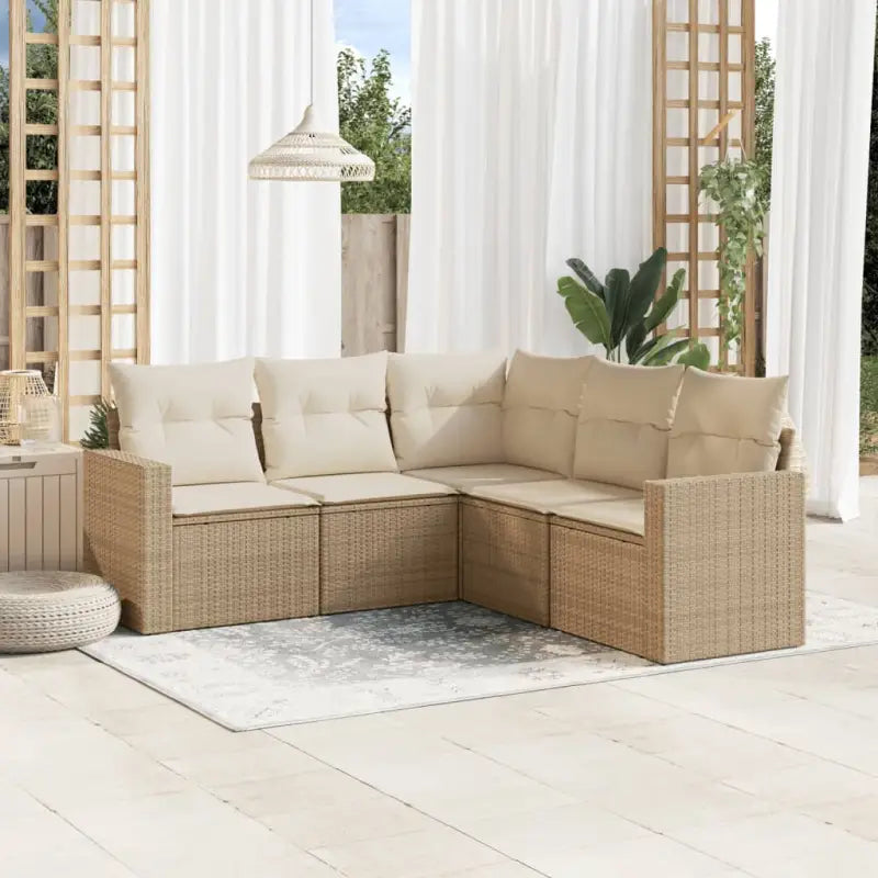 Modulaire tuinbank van beige materiaal en gepoedercoat staal - beige en crèmekleurig / 1 / Zonder tafel - Modulaire