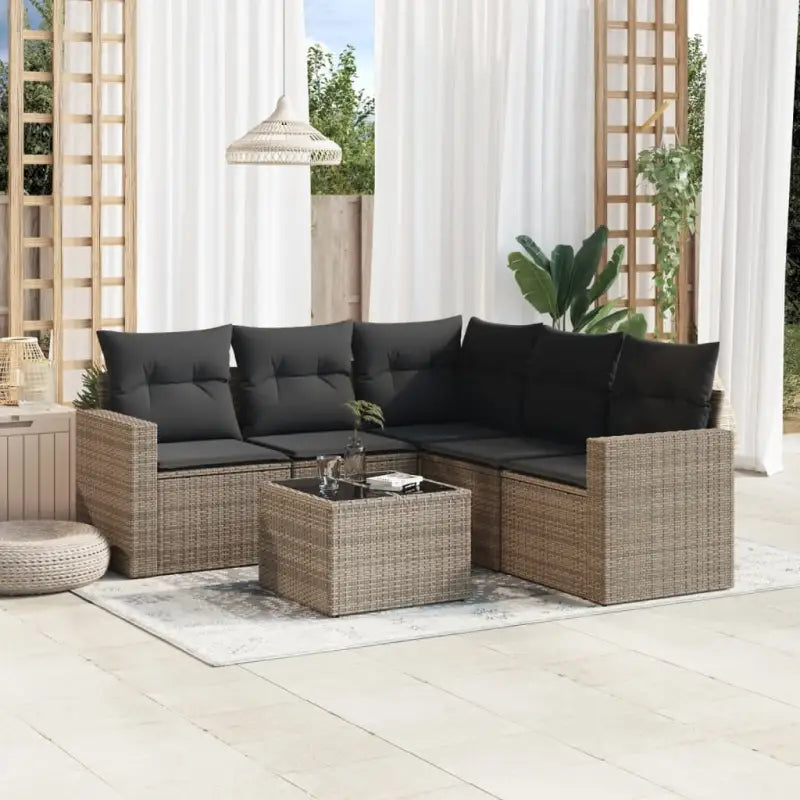Modulaire tuinbank van beige materiaal en gepoedercoat staal - Grijs / 1 / Met tafel - Modulaire tuinbanken
