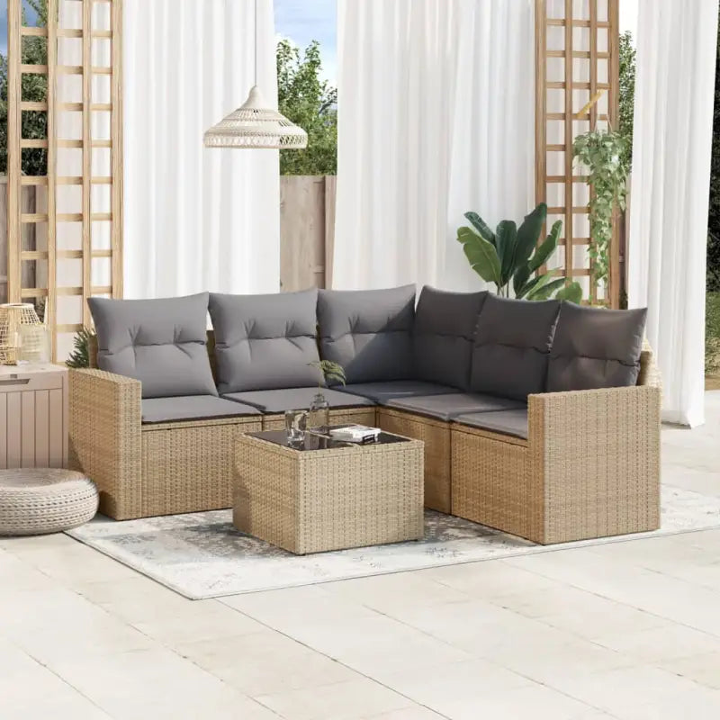 Modulaire tuinbank van beige materiaal en gepoedercoat staal - Beige en grijs / 1 / Met tafel - Modulaire tuinbanken