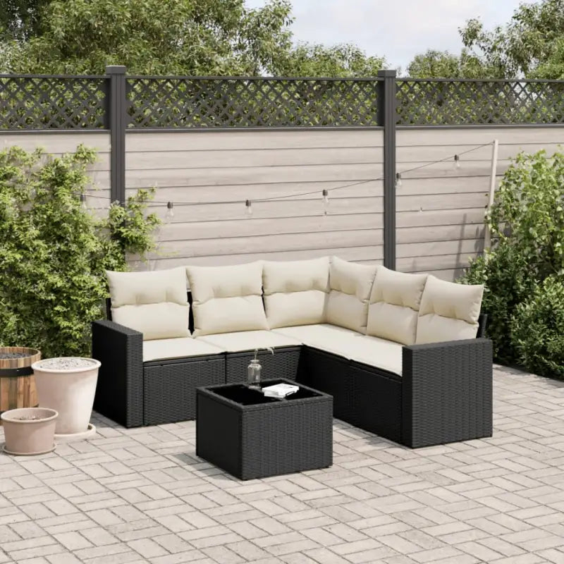 Modulaire tuinbank van beige materiaal en gepoedercoat staal - Zwart en crème / 1 / Met tafel - Modulaire tuinbanken