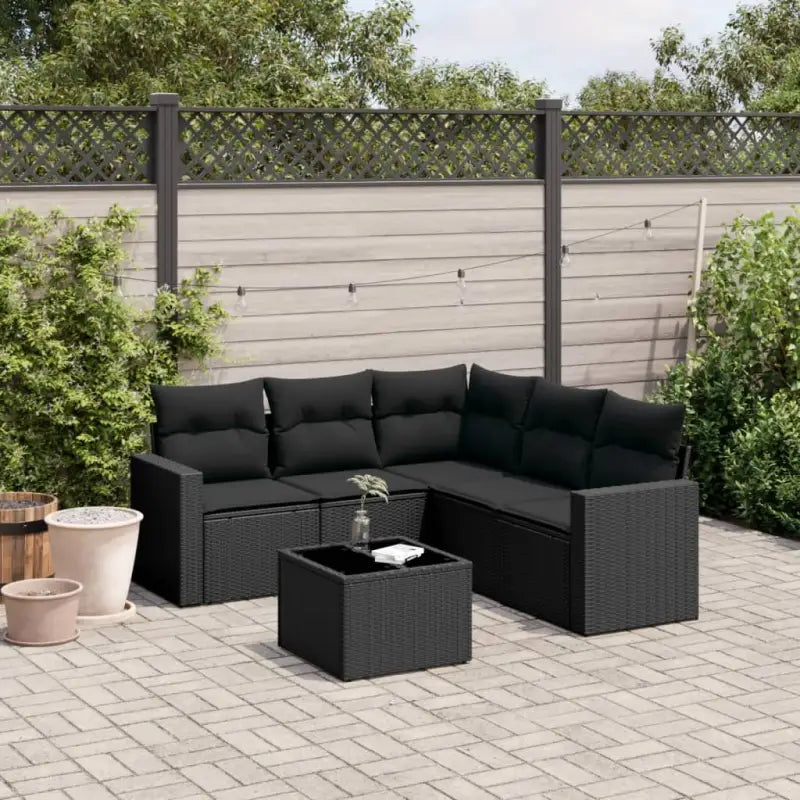 Modulaire tuinbank van beige materiaal en gepoedercoat staal - Zwart / 1 / Met tafel - Modulaire tuinbanken