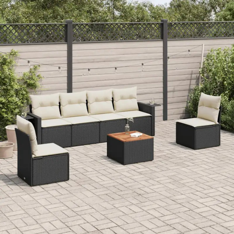 Modulaire tuinbank van beige materiaal met gepoedercoat staal en afmetingen - Zwart en crème / 1 - Modulaire tuinbanken