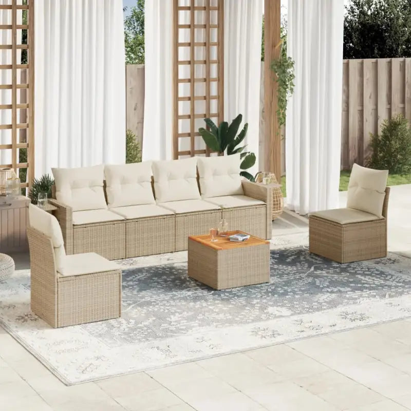 Modulaire tuinbank van beige materiaal met gepoedercoat staal en afmetingen - beige en crèmekleurig / 1 - Modulaire