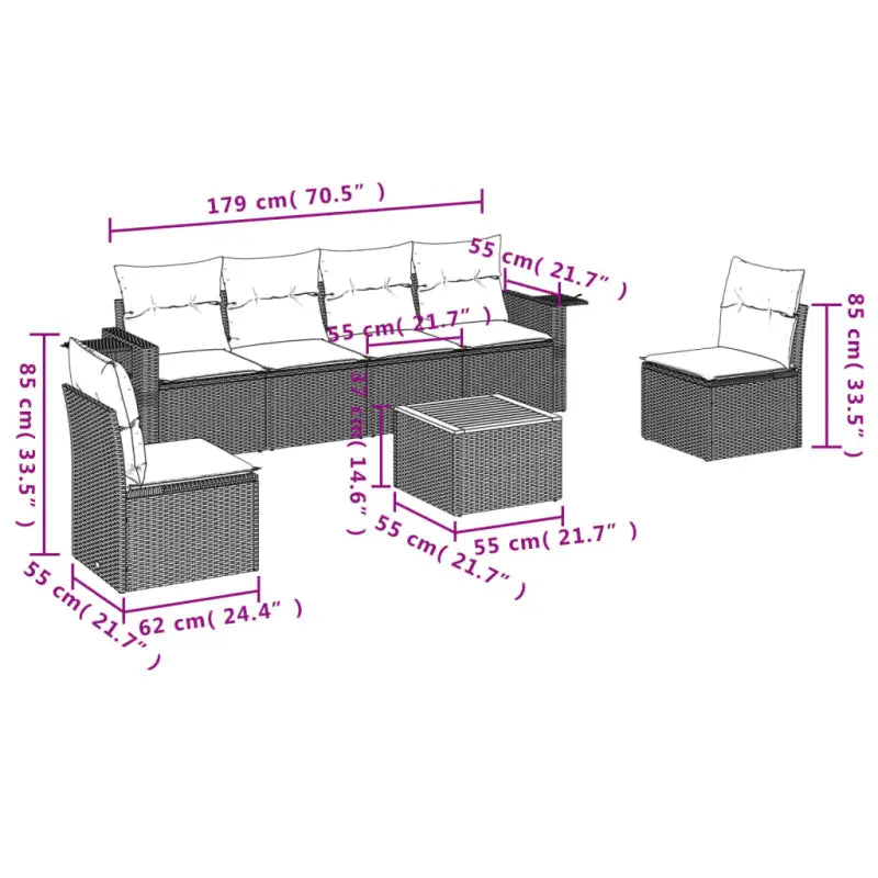 Modulaire tuinbank van beige materiaal met gepoedercoat staal en afmetingen - Modulaire tuinbanken
