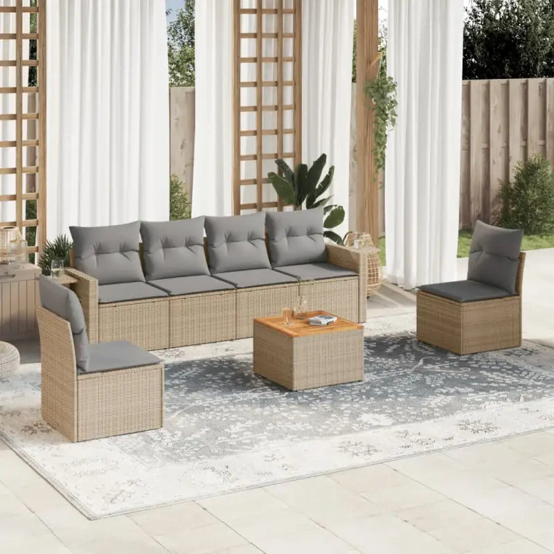 Modulaire tuinbank van beige materiaal met gepoedercoat staal en afmetingen - Beige en grijs / 1 - Modulaire tuinbanken
