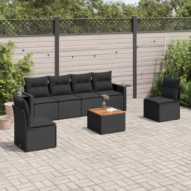 Modulaire tuinbank van beige materiaal met gepoedercoat staal en afmetingen - Zwart / 1 - Modulaire tuinbanken