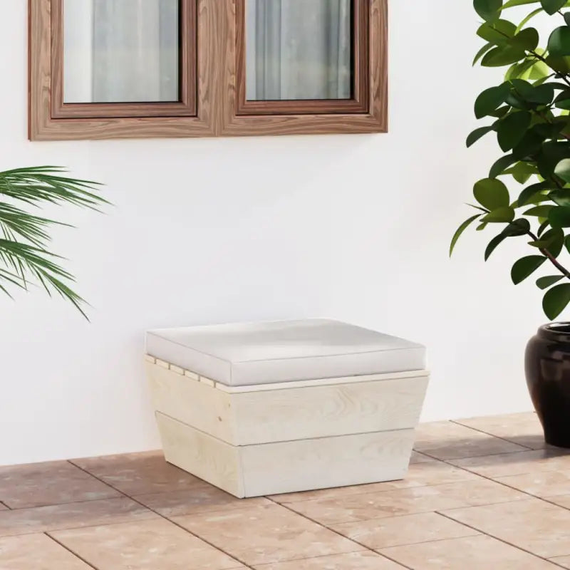 Modulaire tuinbank van geïmpregneerd vurenhout voor in de tuin - Crèmewit / 1 / Hocker - Modulaire tuinbanken