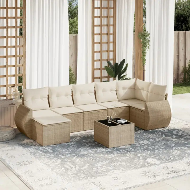 Modulaire tuinbank van gepoedercoat staal met beige materiaal - beige en crèmekleurig / 1 / Met tafel - Modulaire