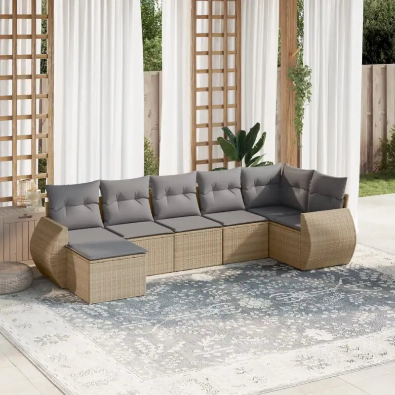Modulaire tuinbank van gepoedercoat staal met beige materiaal - Beige en grijs / 1 / Zonder tafel - Modulaire tuinbanken