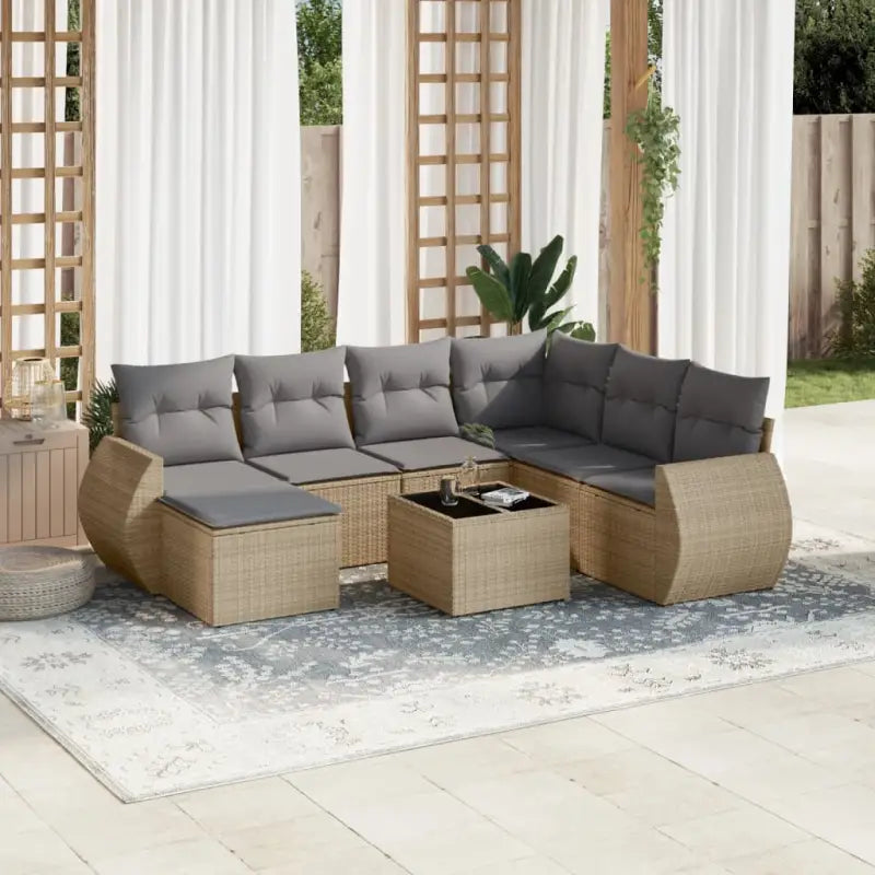 Modulaire tuinbank van gepoedercoat staal met beige materiaal - Beige en grijs / 1 / Met tafel - Modulaire tuinbanken