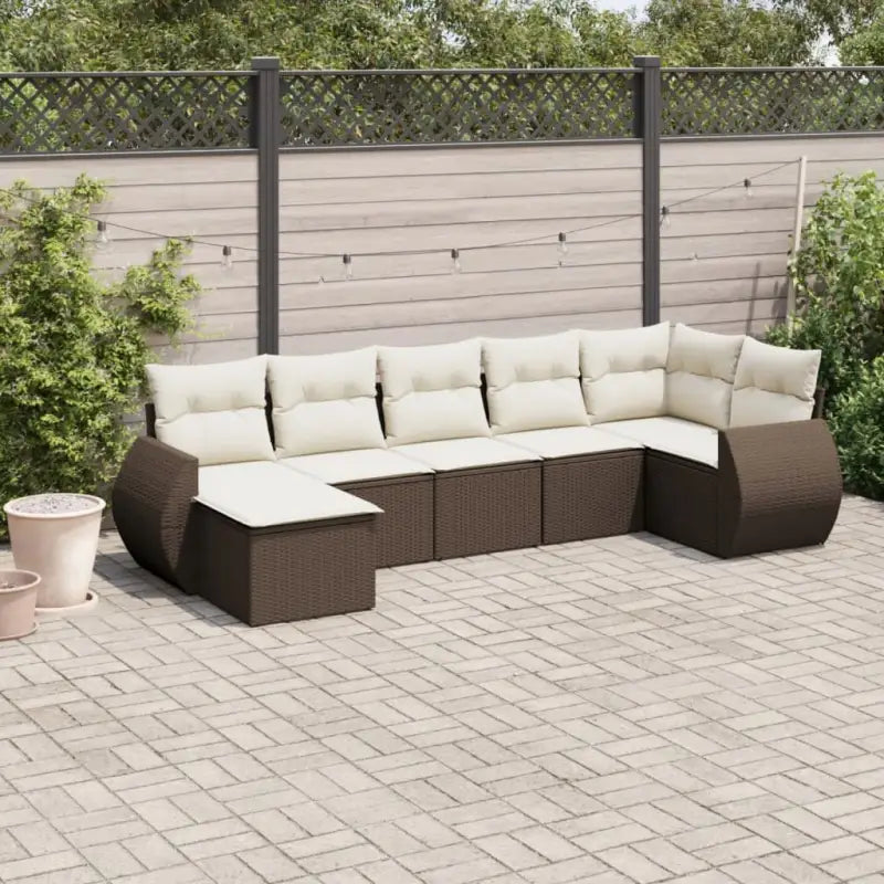 Modulaire tuinbank van gepoedercoat staal met beige materiaal - Bruin / 1 / Zonder tafel - Modulaire tuinbanken